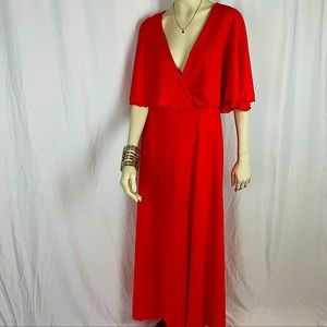 Vanity Fair Red Vintage 70s batwing dress Gown